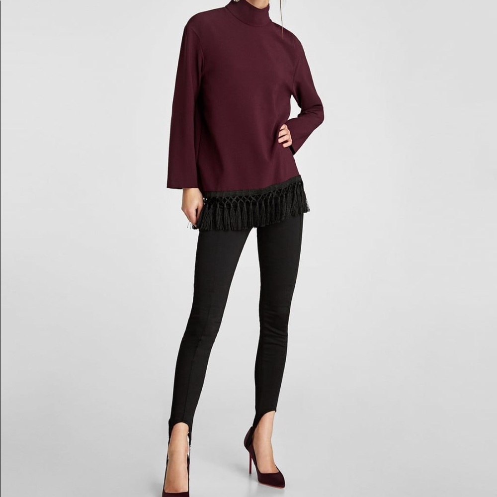 Zara High Neck Top with Pom Poms
